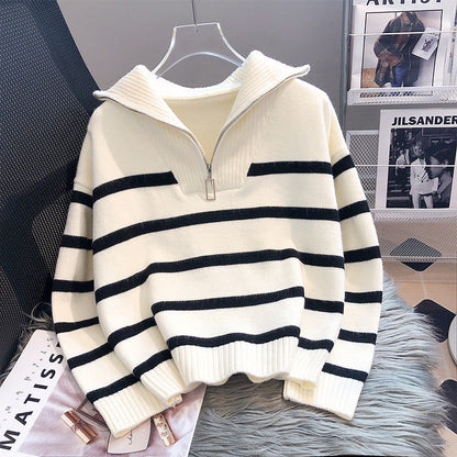 Cozy Women's Soft Striped Winter Sweater - BritishElegance