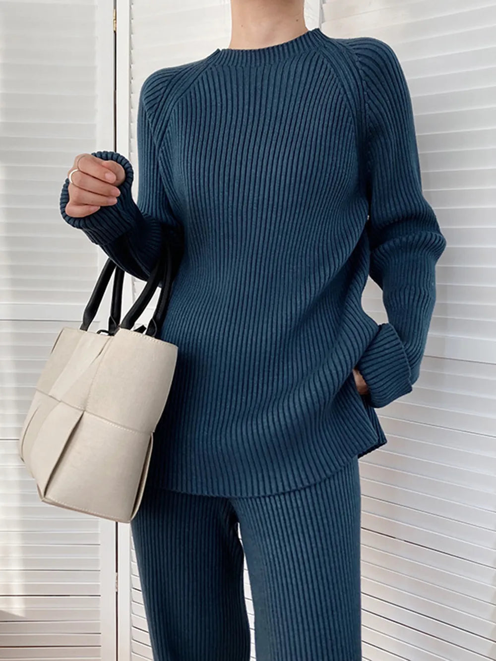 Soft Crew Neck Sweat Suit 2 Piece Outfit