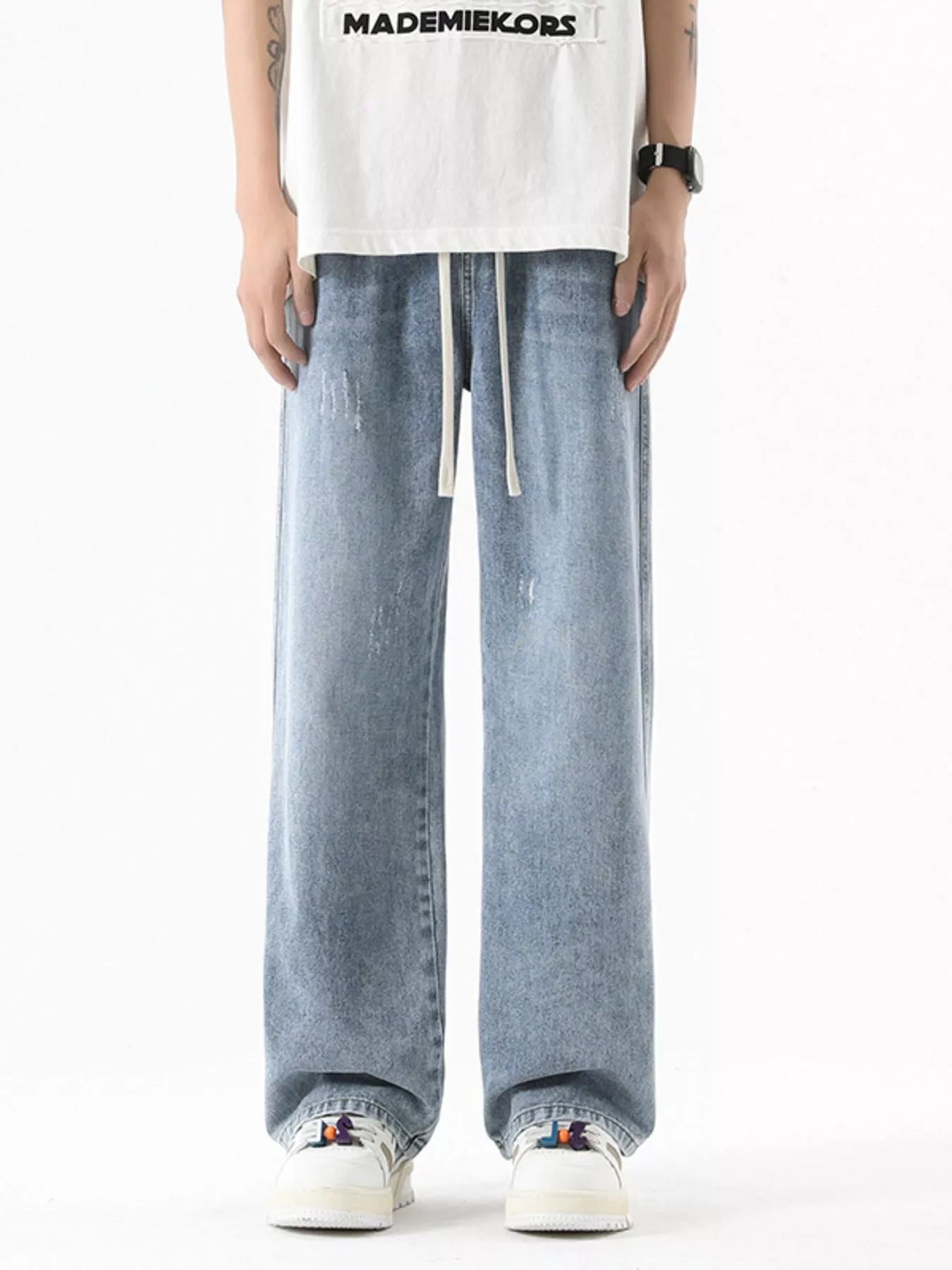 Relaxed Fit Wide Leg Mens Jeans Plus Size
