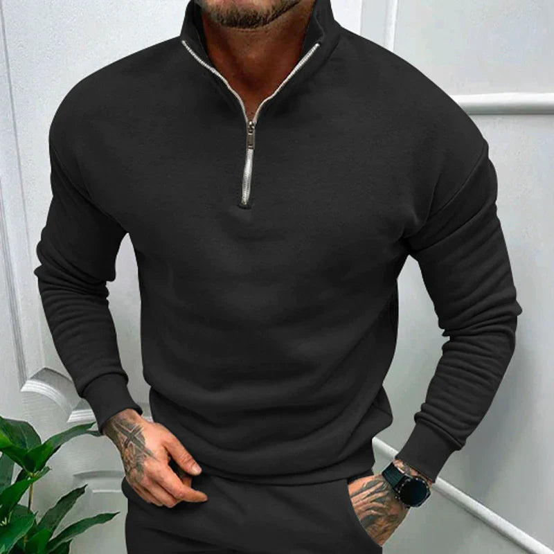 Warm Men's Zip Up Long Sleeve Winter Sweater