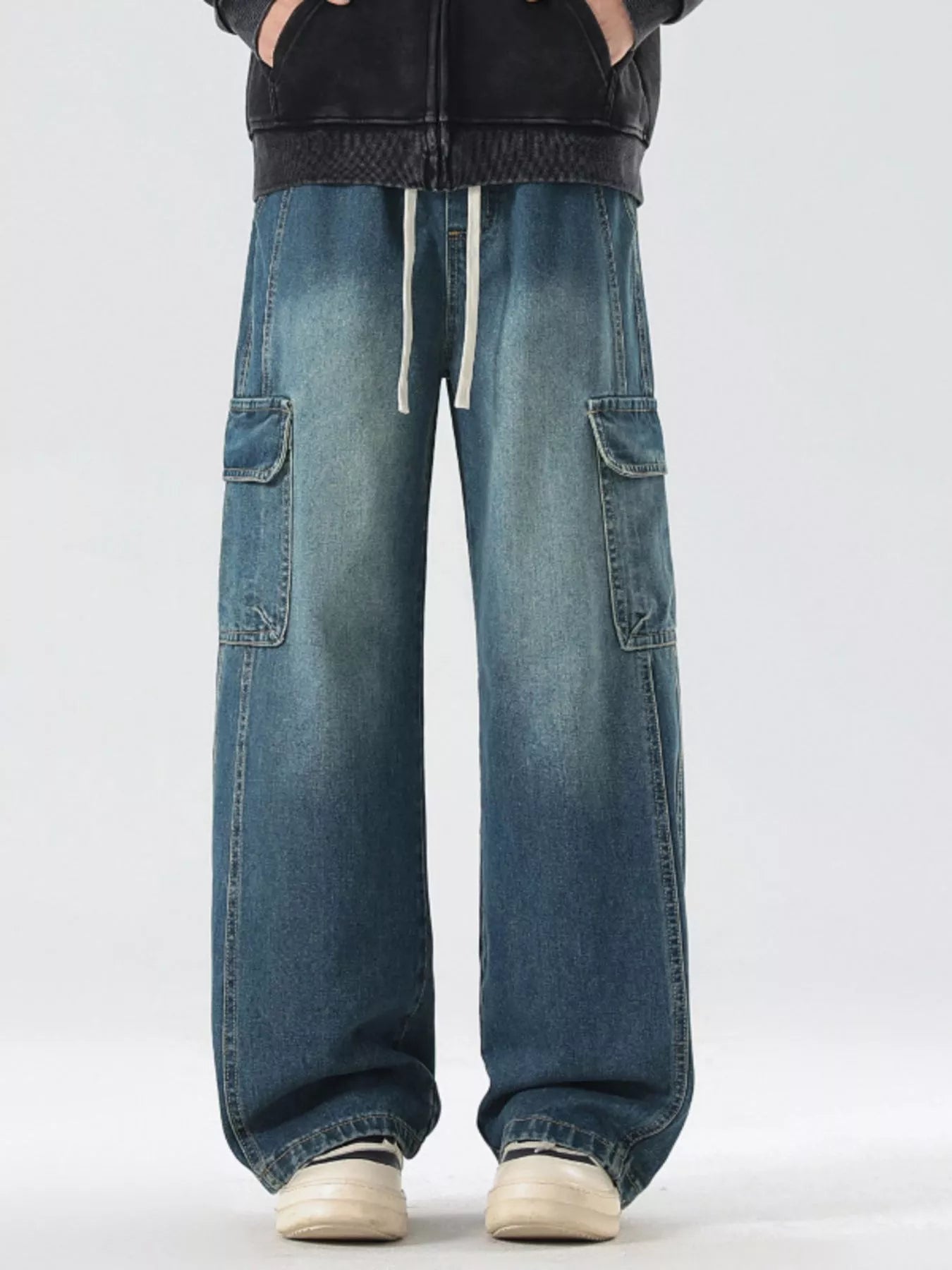 Relaxed Fit Mens Cargo Pants with Elastic Waist