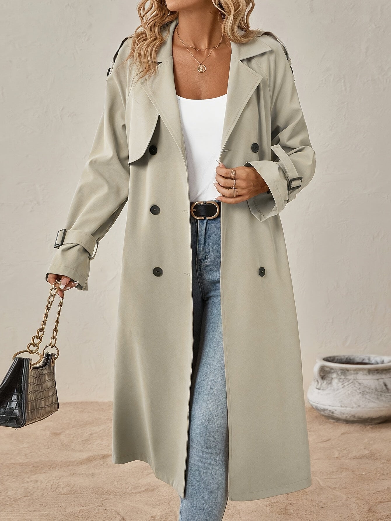 Classic Ladies Long Trench Coat - VogeLuxe