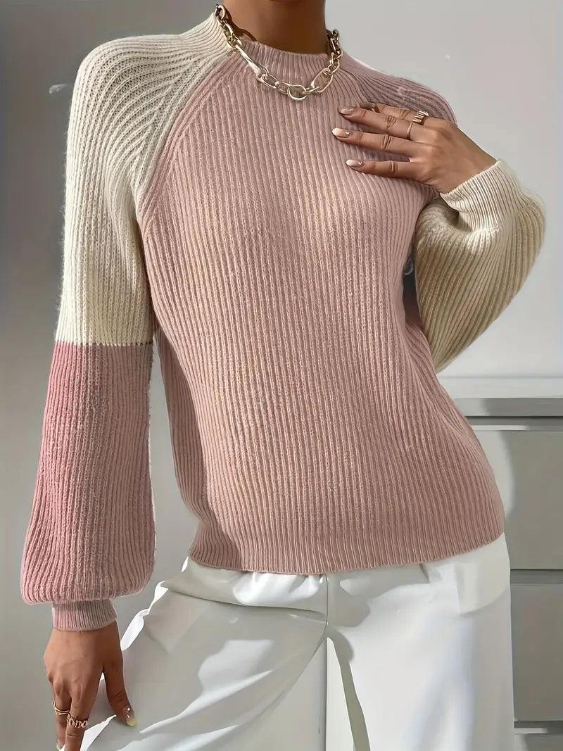 Women's Classic Crew Neck Multicolor Knit Sweater - VogeLuxe