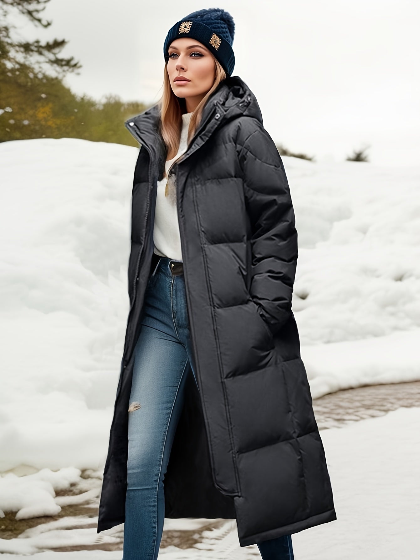 Warm Waterproof Women's Parka Winter Jacket with Hood