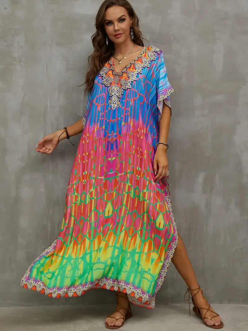 Relaxed Fit V-Neck Summer Dress for Women - VogeLuxe