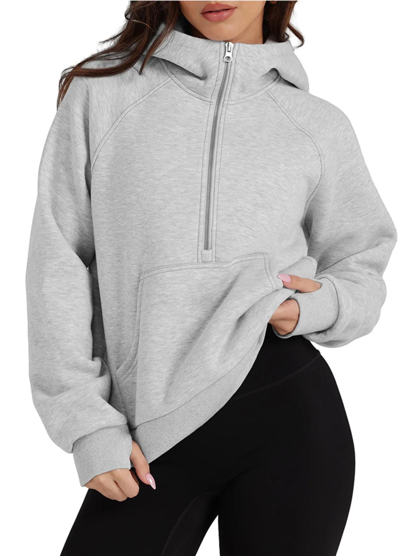 Pullover Fleece Jacket with Pouch Pocket - BritishElegance
