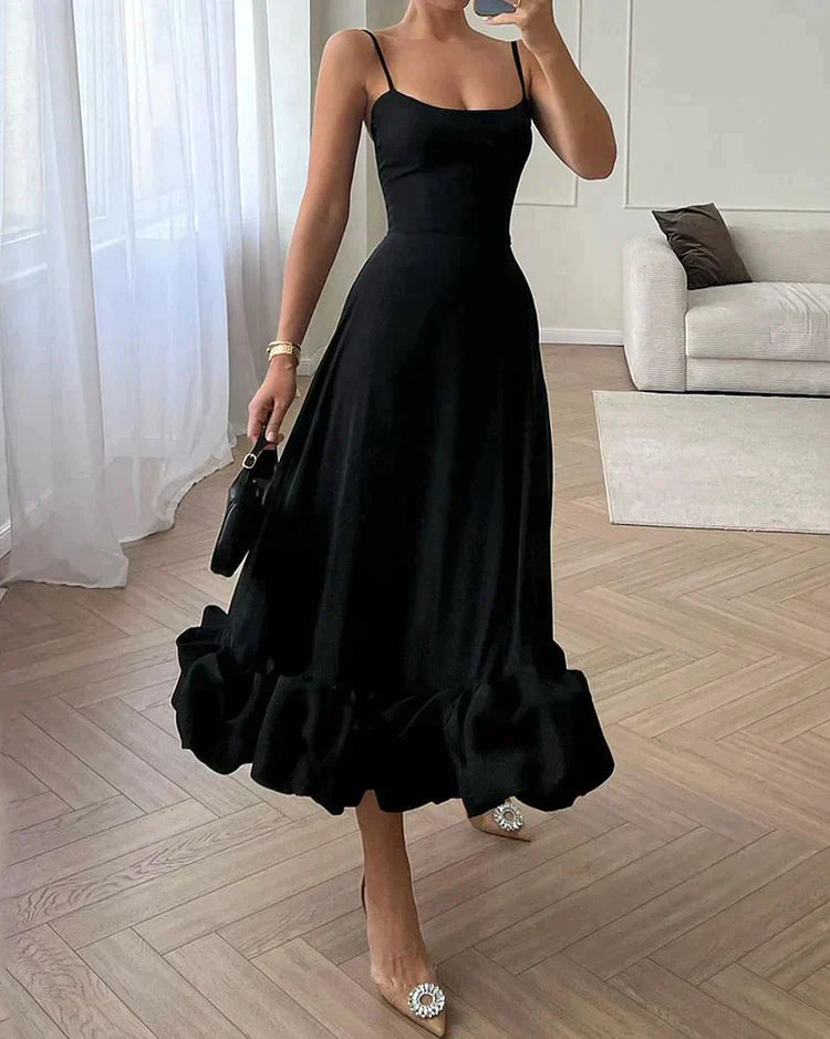 Red Classic Knee Length Dress for Ladies