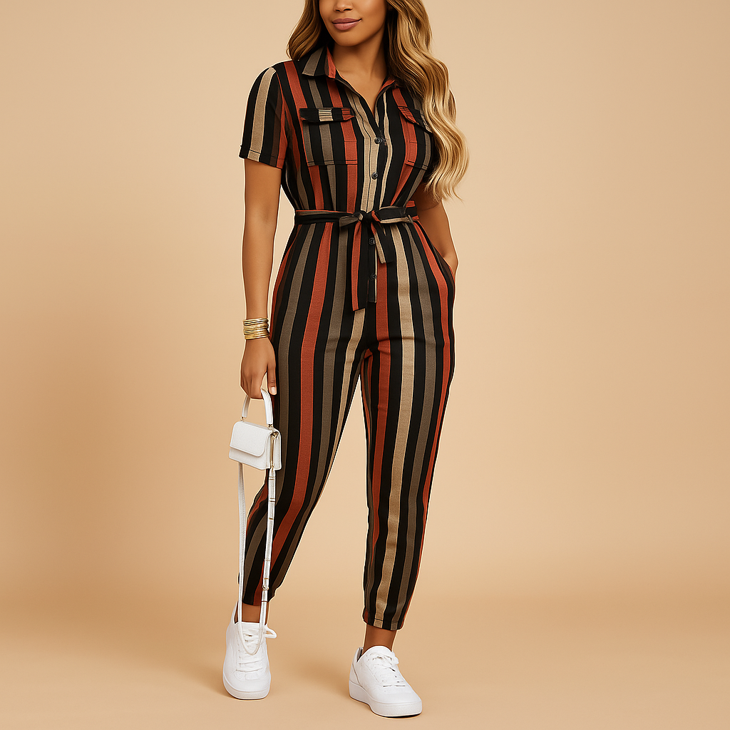 Fit and Flare Button Front Jumpsuit for Women