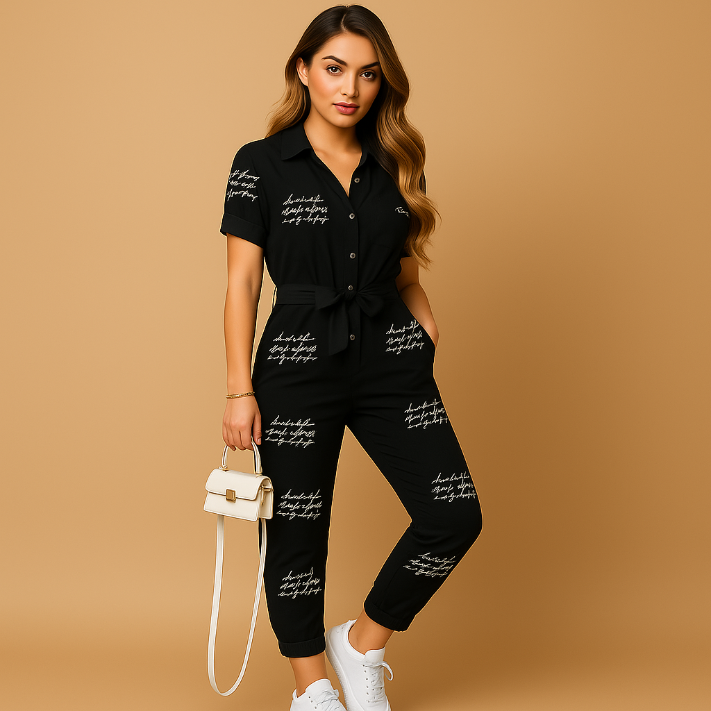 Fit and Flare Button Front Jumpsuit for Women