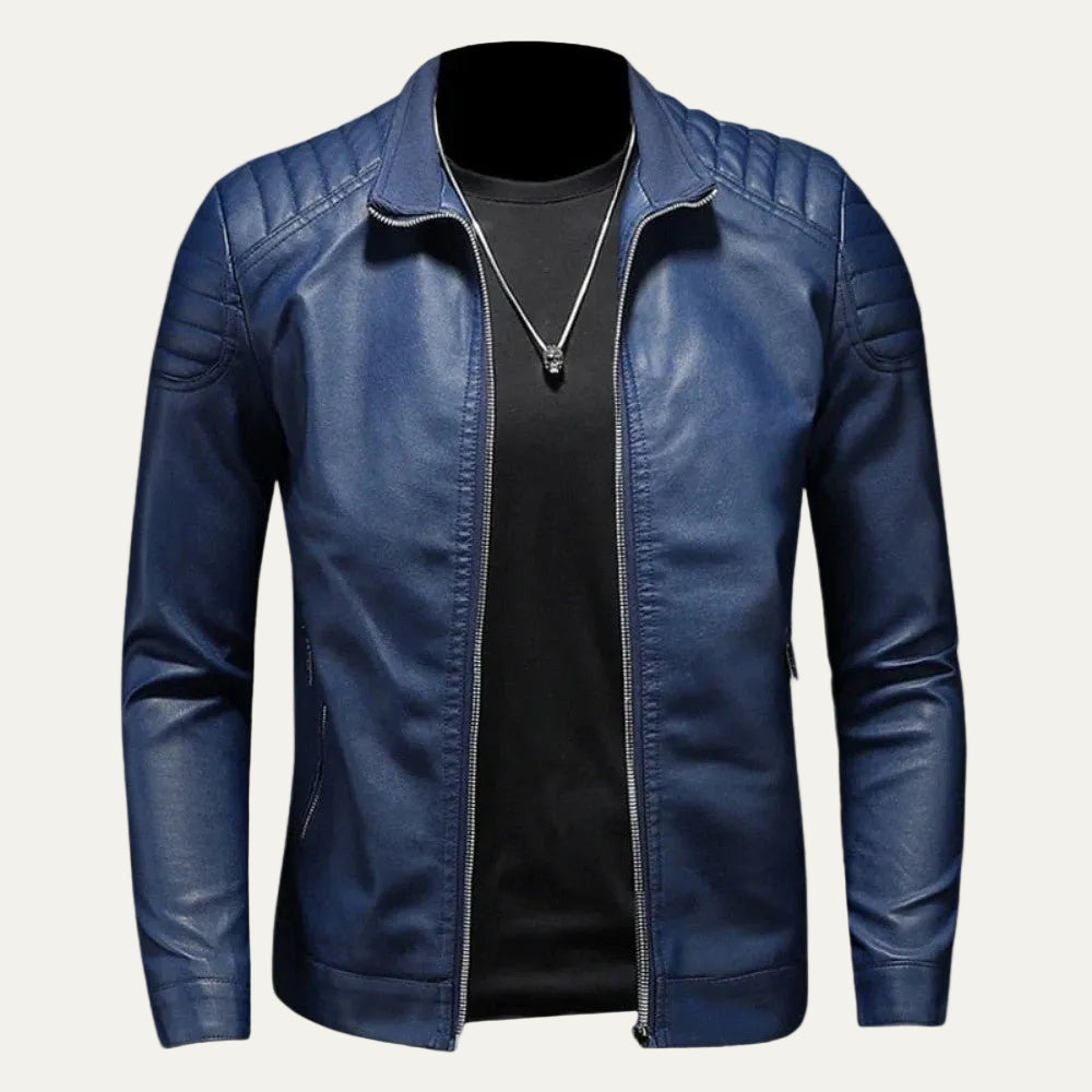 VogeLuxe | Men’s Quilted Faux Leather Motorcycle Jacket