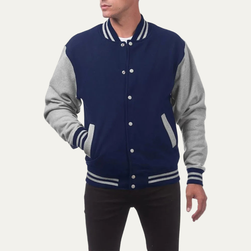 VogeLuxe | Men’s Varsity Style Snap Button Bomber Jacket