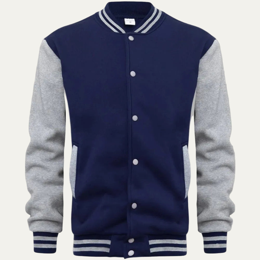 VogeLuxe | Men’s Varsity Style Snap Button Bomber Jacket