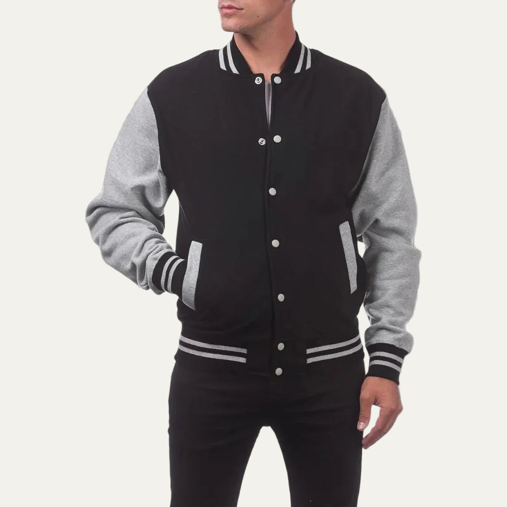 VogeLuxe | Men’s Varsity Style Snap Button Bomber Jacket