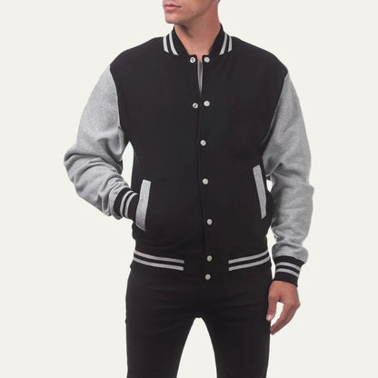 VogeLuxe | Men’s Varsity Style Snap Button Bomber Jacket
