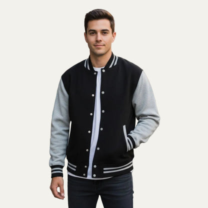 VogeLuxe | Men’s Varsity Style Snap Button Bomber Jacket