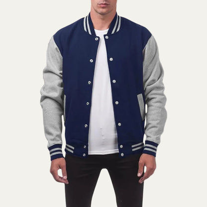 VogeLuxe | Men’s Varsity Style Snap Button Bomber Jacket