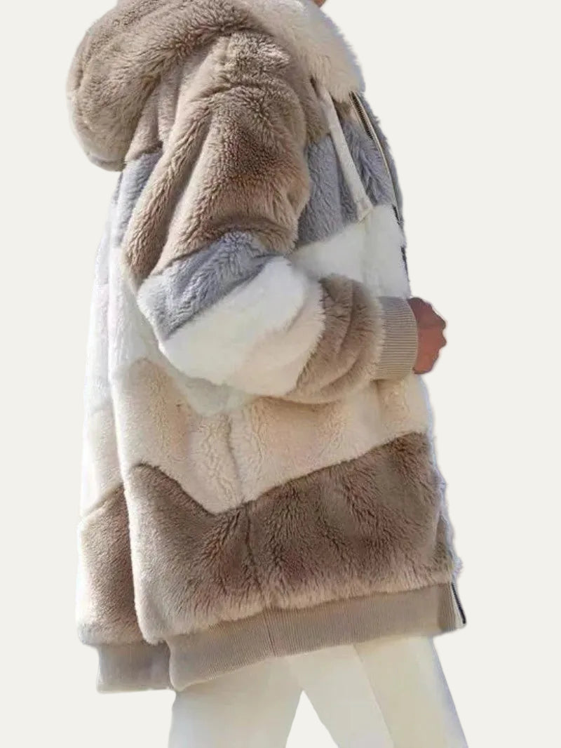 VogeLuxe | Women’s Hooded Faux Fur Patchwork Parka Jacket