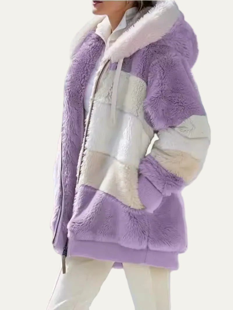 VogeLuxe | Women’s Hooded Faux Fur Patchwork Parka Jacket