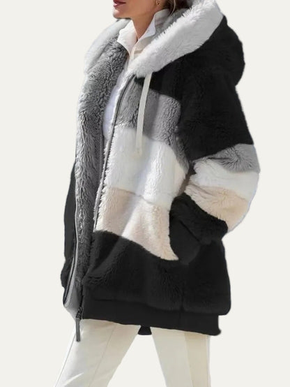 VogeLuxe | Women’s Hooded Faux Fur Patchwork Parka Jacket