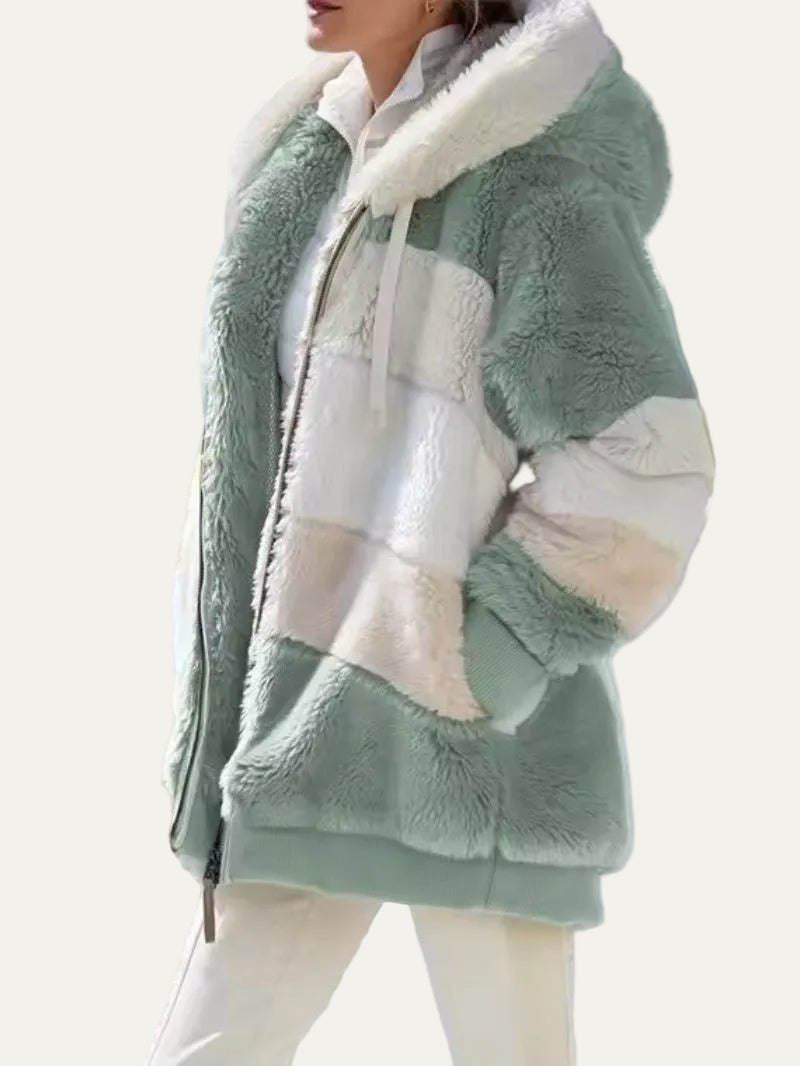 VogeLuxe | Women’s Hooded Faux Fur Patchwork Parka Jacket