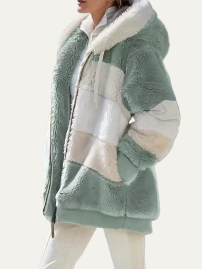 VogeLuxe | Women’s Hooded Faux Fur Patchwork Parka Jacket
