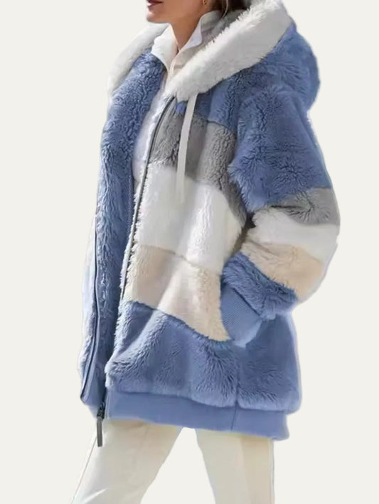 VogeLuxe | Women’s Hooded Faux Fur Patchwork Parka Jacket