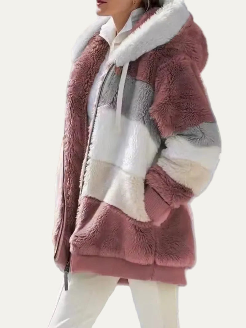 VogeLuxe | Women’s Hooded Faux Fur Patchwork Parka Jacket
