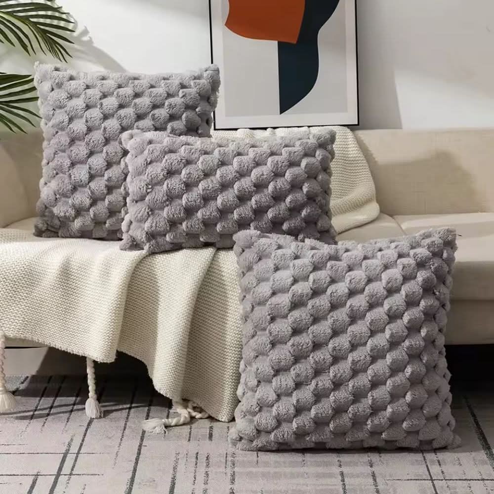 Plush Patterned Throw Pillow Cover