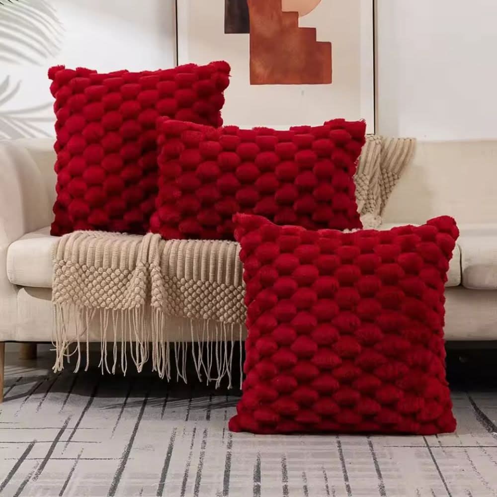 Plush Patterned Throw Pillow Cover