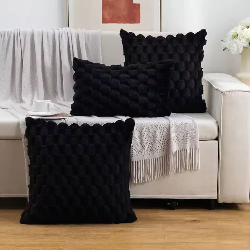 Plush Patterned Throw Pillow Cover