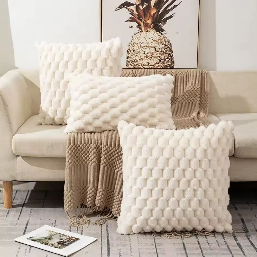 Plush Patterned Throw Pillow Cover