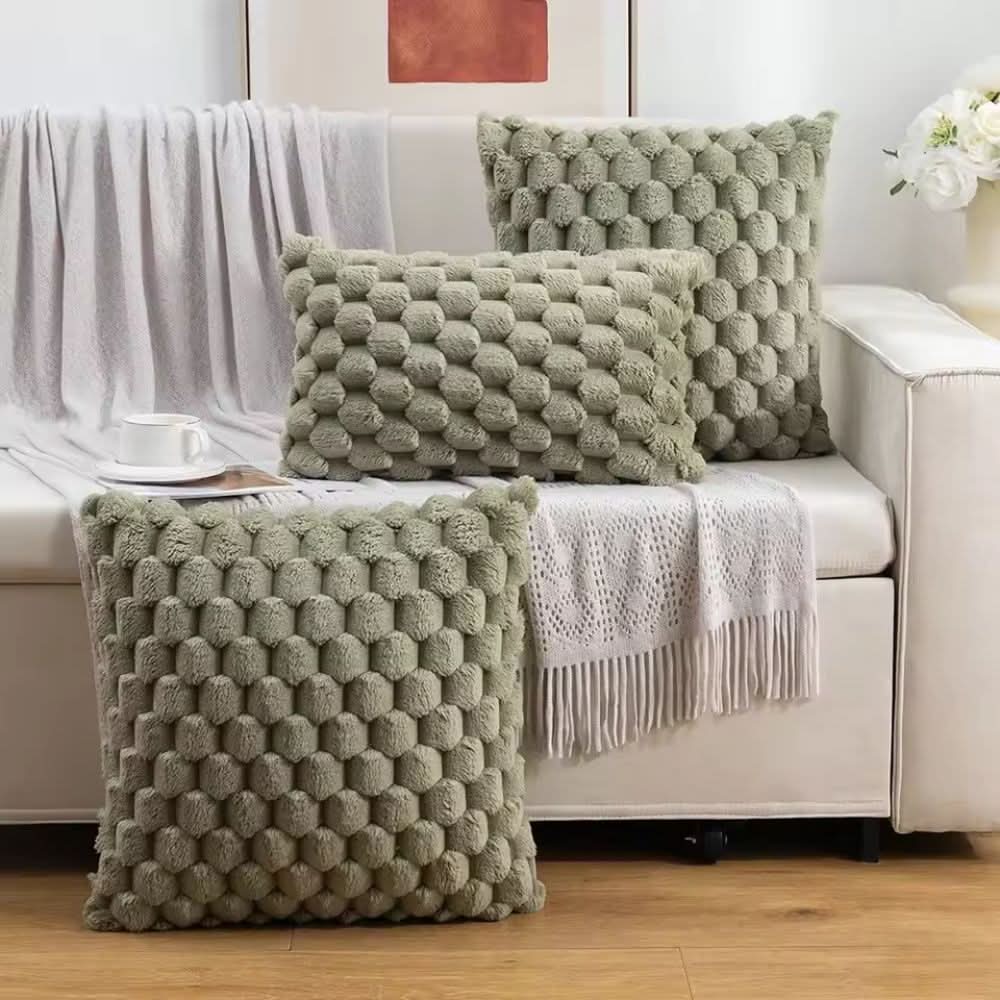 Plush Patterned Throw Pillow Cover