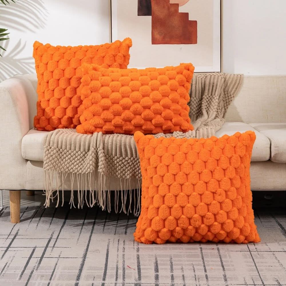 Plush Patterned Throw Pillow Cover