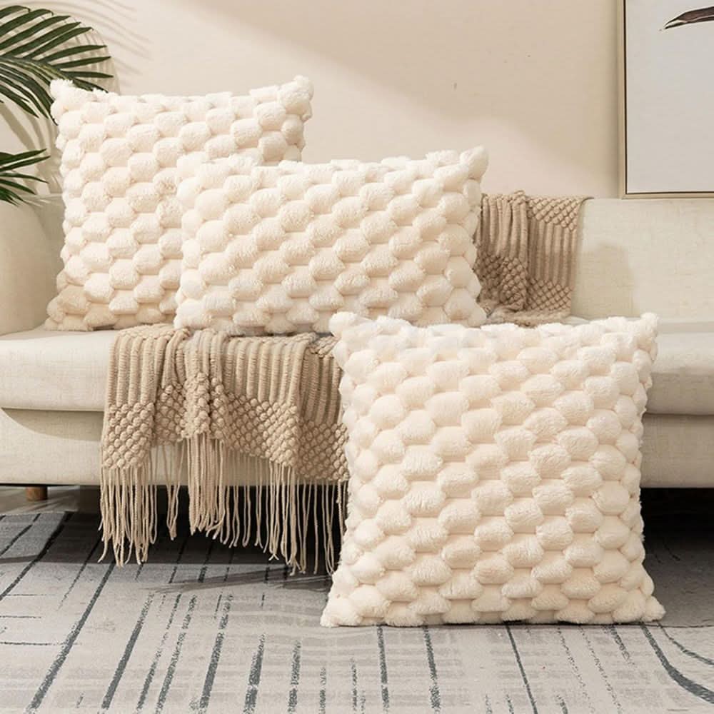 Plush Patterned Throw Pillow Cover