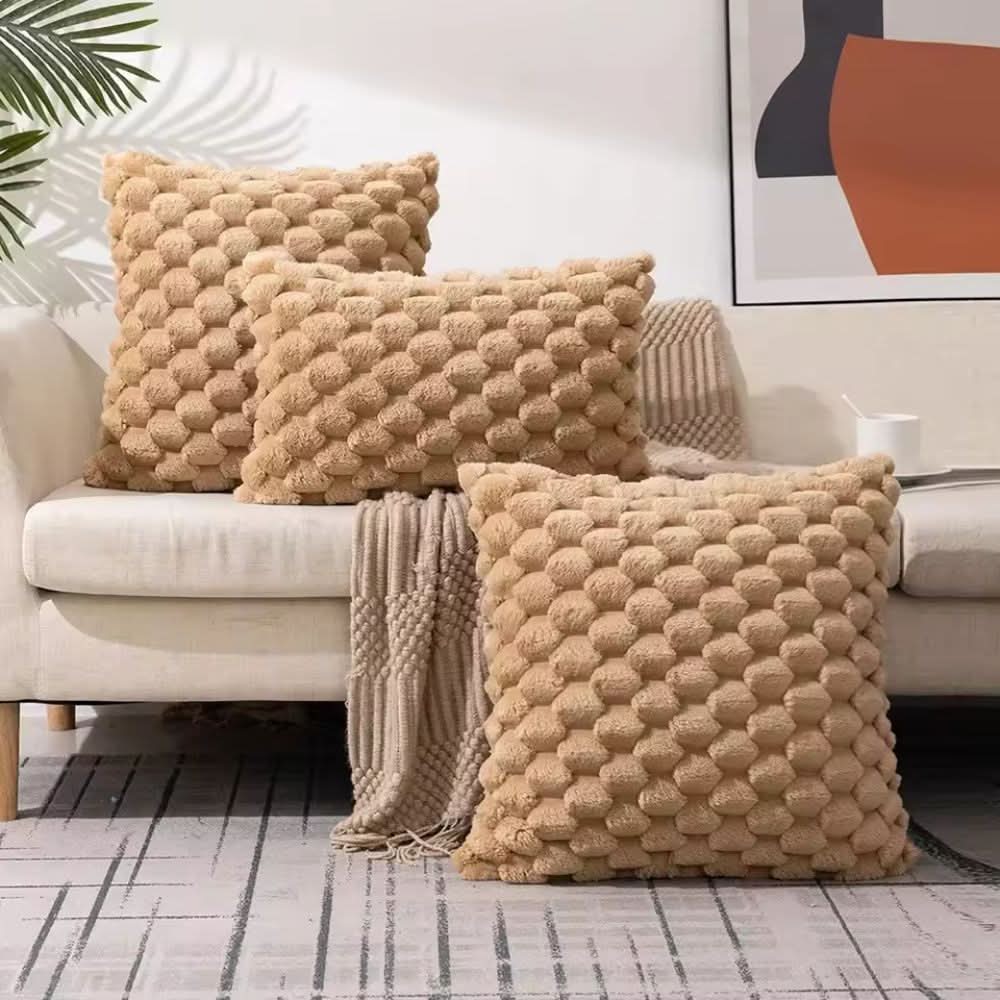 Plush Patterned Throw Pillow Cover