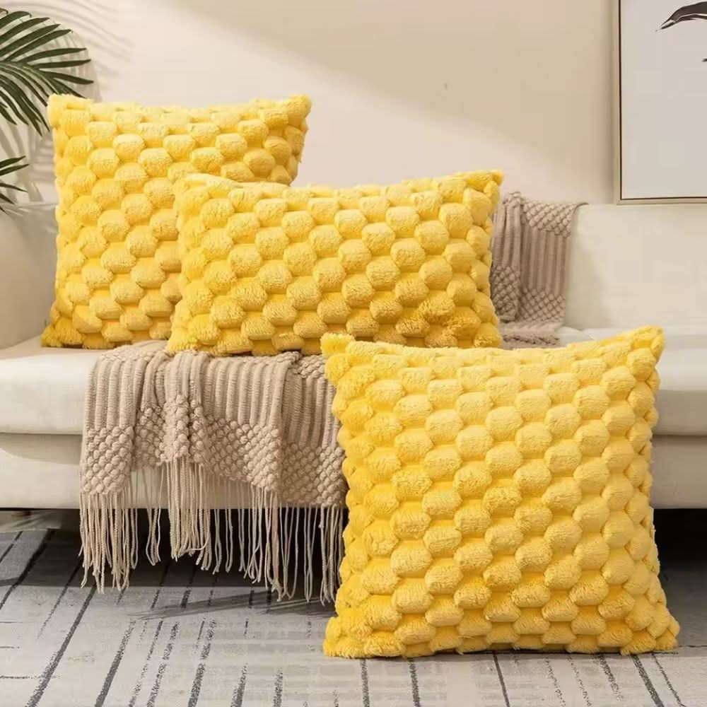 Plush Patterned Throw Pillow Cover