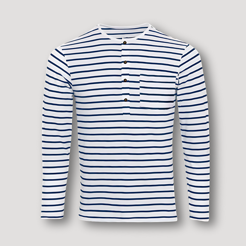 Relaxed Fit Navy Blue Stripe Casual Shirt - VogeLuxe