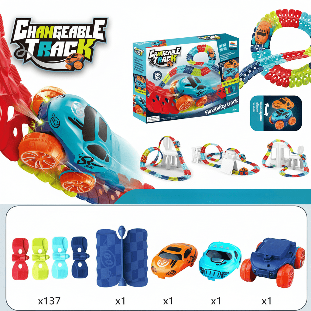 Fast Action Car Racing Track Set Stunt Play