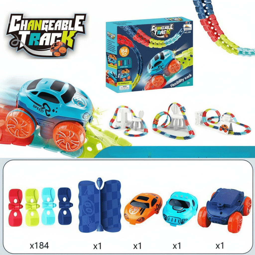 Fast Action Car Racing Track Set Stunt Play