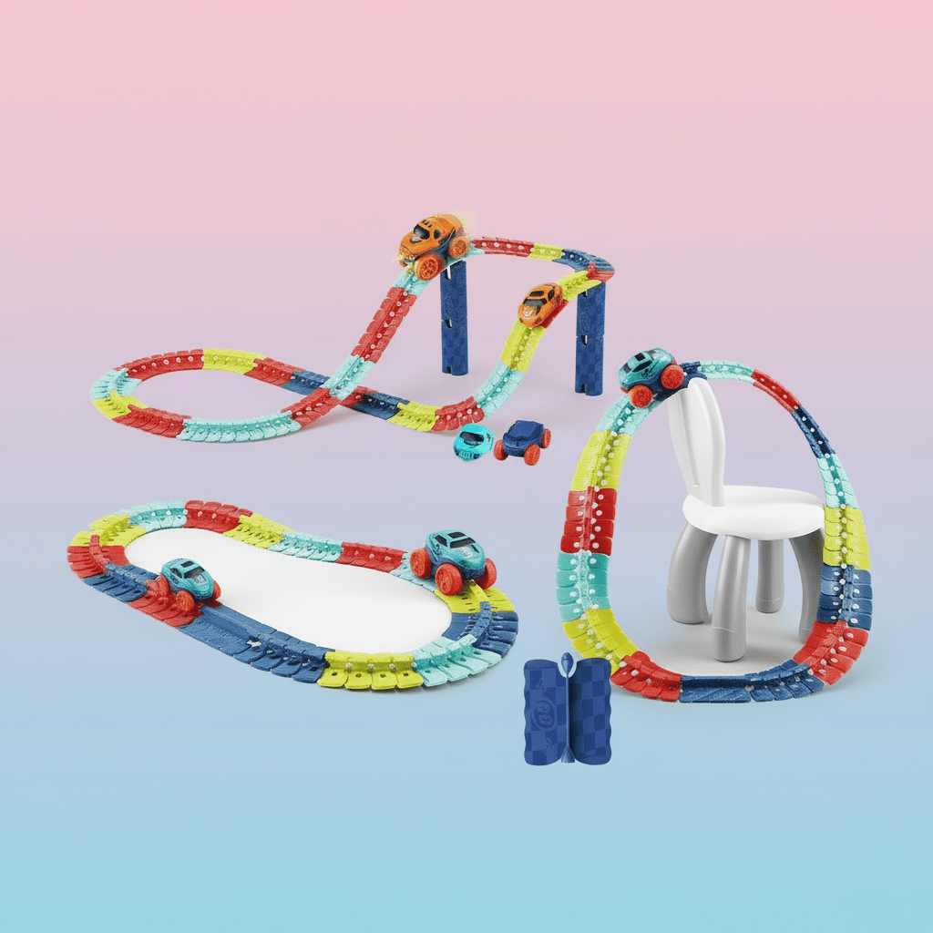 Fast Action Car Racing Track Set Stunt Play