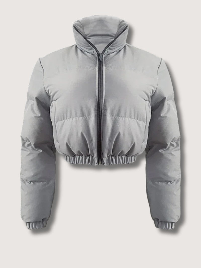 VogeLuxe | Women’s Zip-Up Cropped Quilted Puffer Jacket