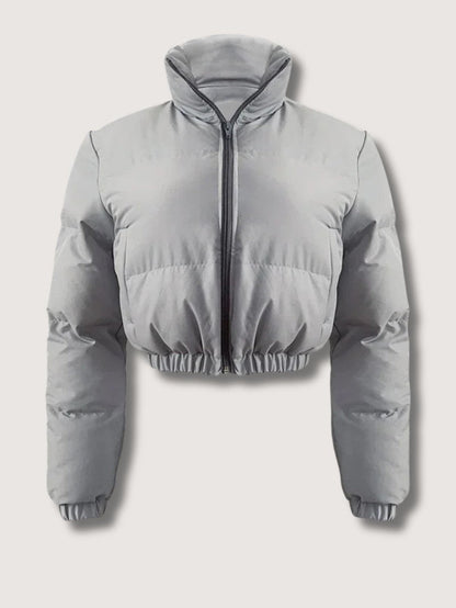 VogeLuxe | Women’s Zip-Up Cropped Quilted Puffer Jacket
