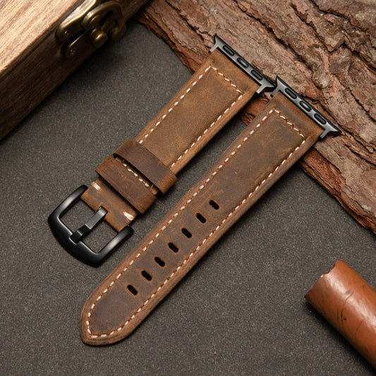 Classic Brown Leather Watch Strap — Textured Finish - VogeLuxe