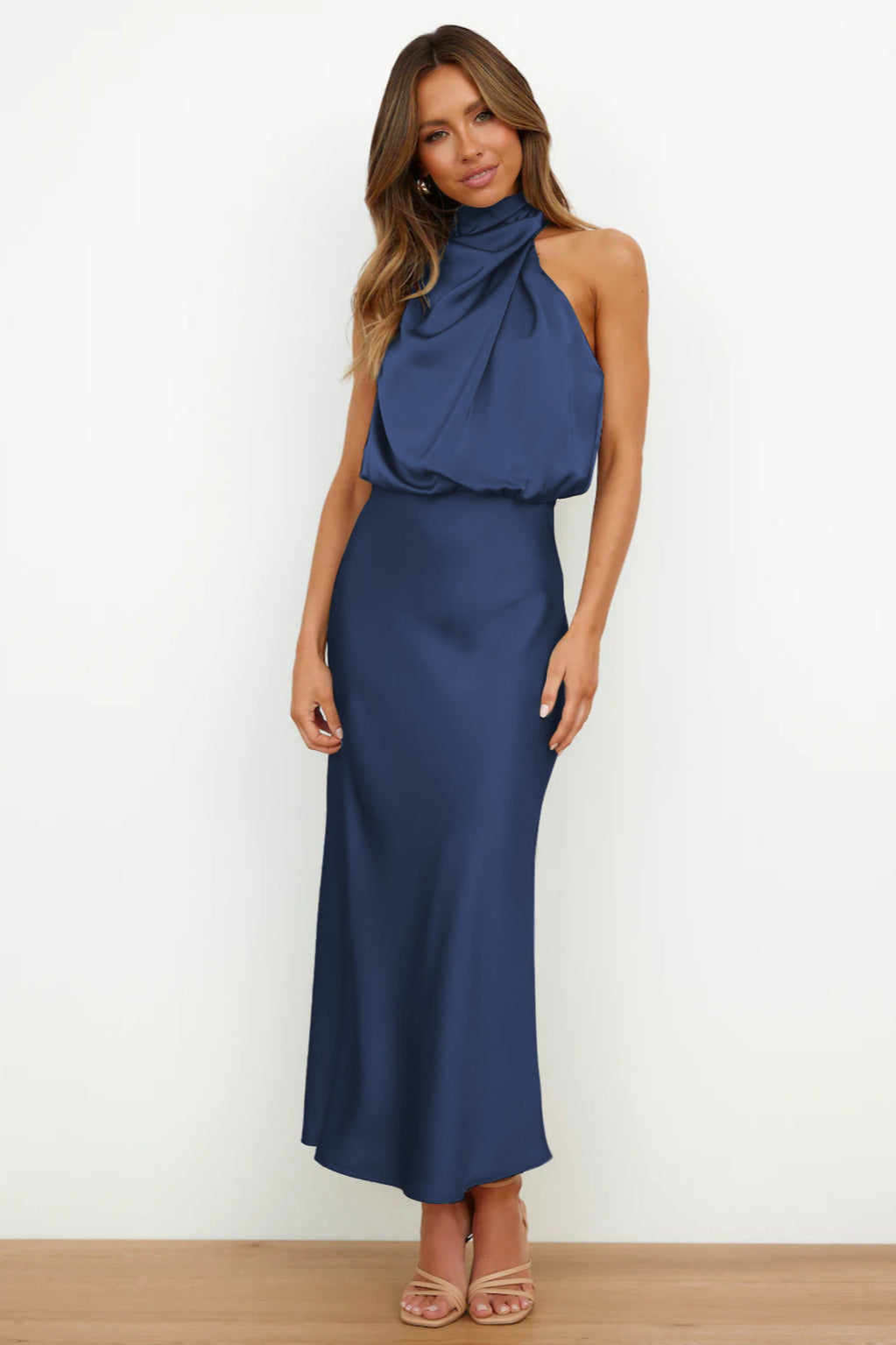 Ladies' Chic Summer Maxi Dress with Halter Neck - VogeLuxe
