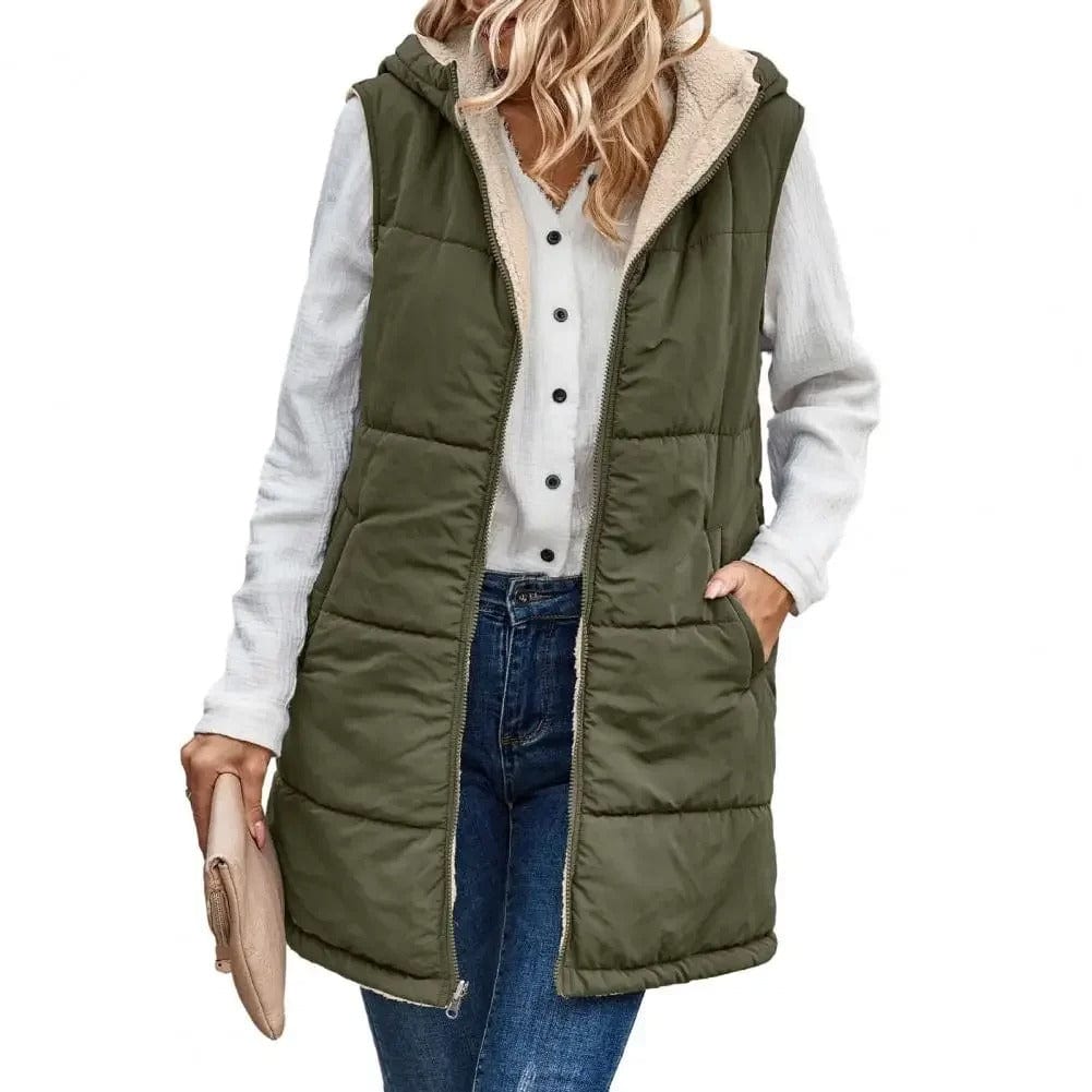 Warm Hooded Puffer Vest for Women - VogeLuxe