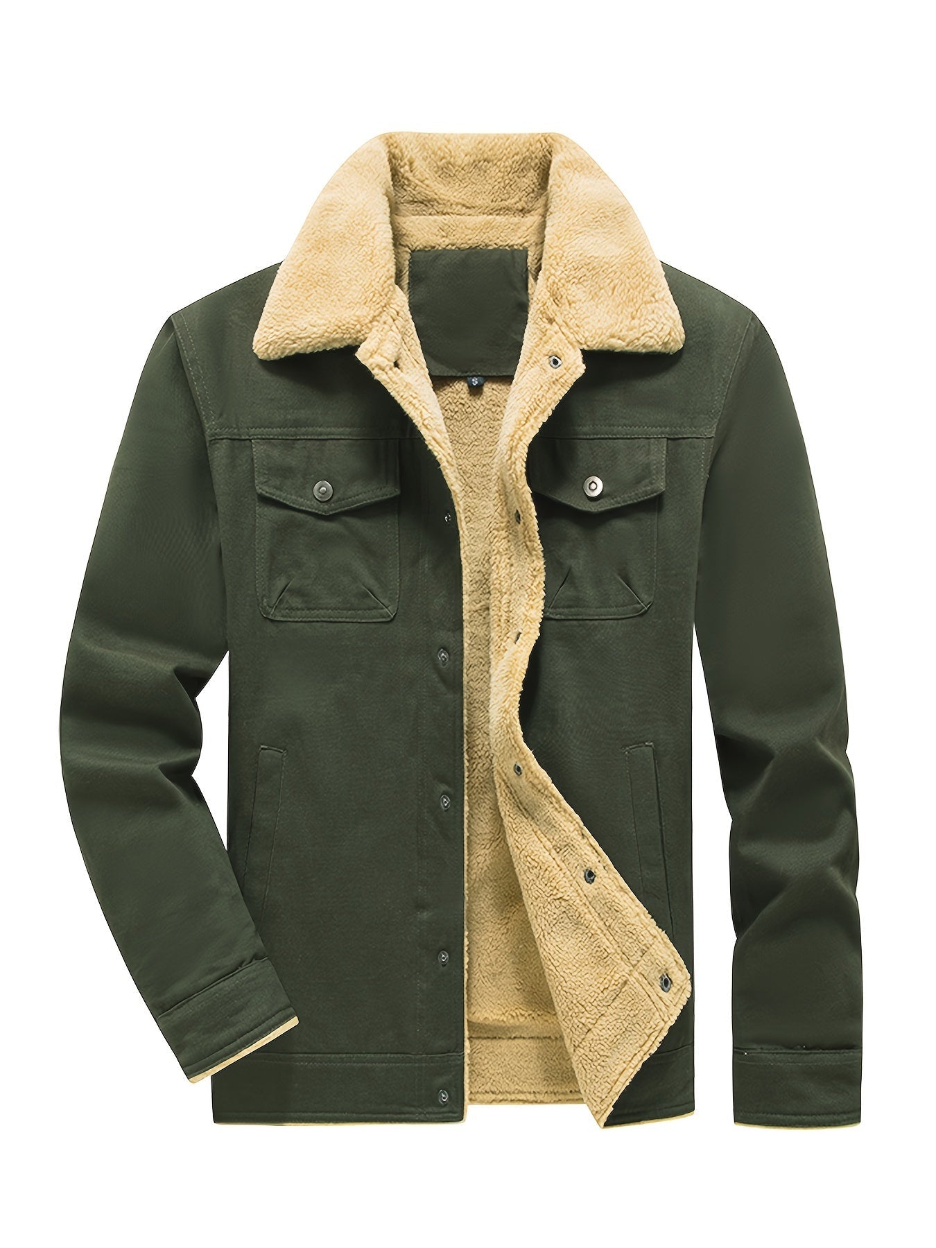Cozy Mens Fleece Lined Winter Coat with Pocket - VogeLuxe