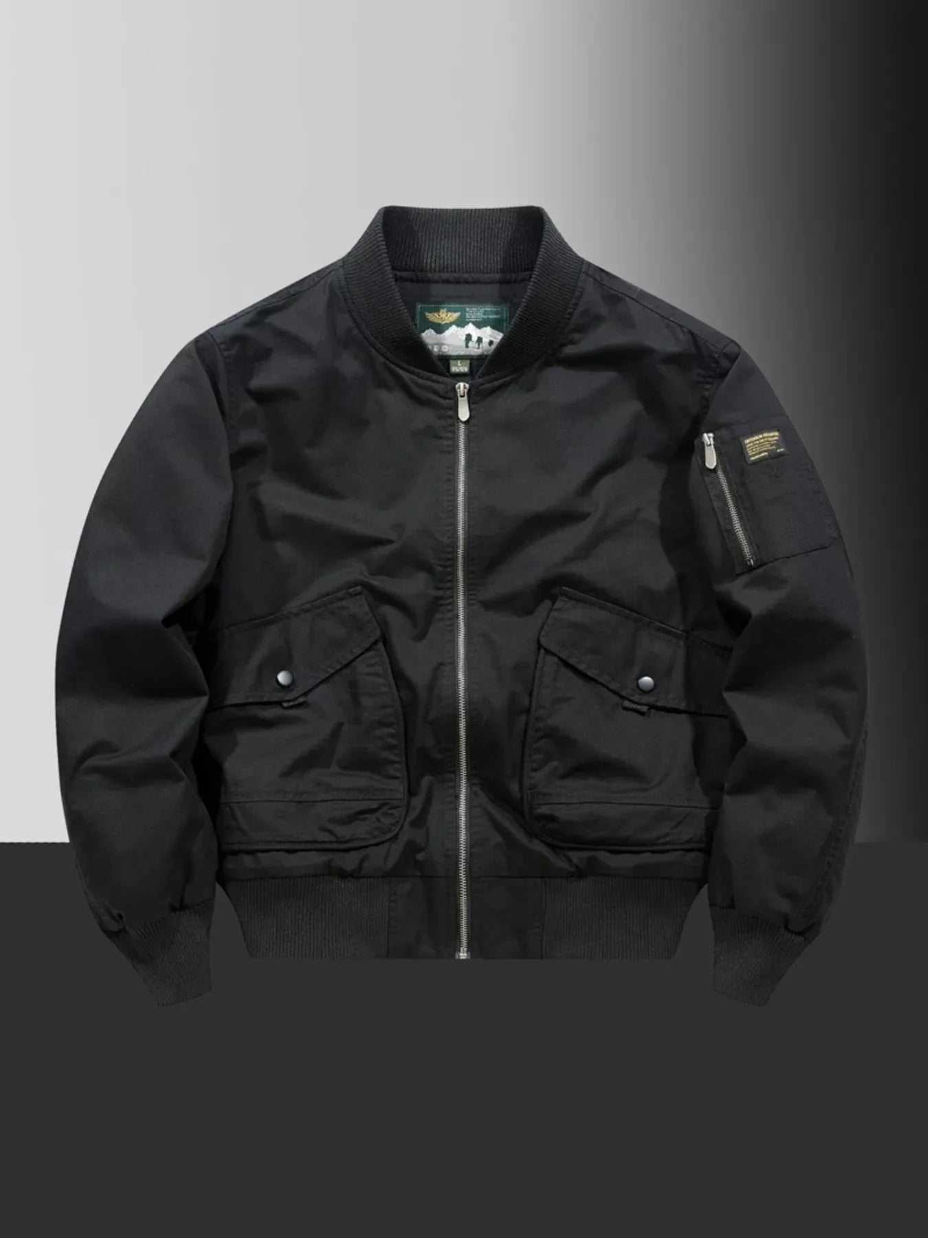 Large Size Men's Zipper Bomber Jacket