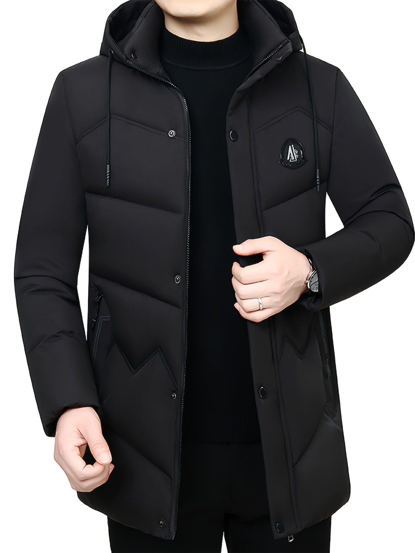 Warm Waterproof Men's Puffer Hooded Winter Coat