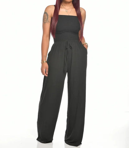 Summer Women's Strapless Drawstring Jumpsuit