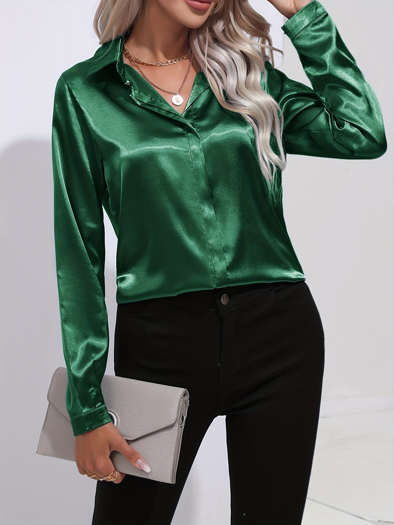 Classic Ladies Satin Shirt with Feminine Fit
